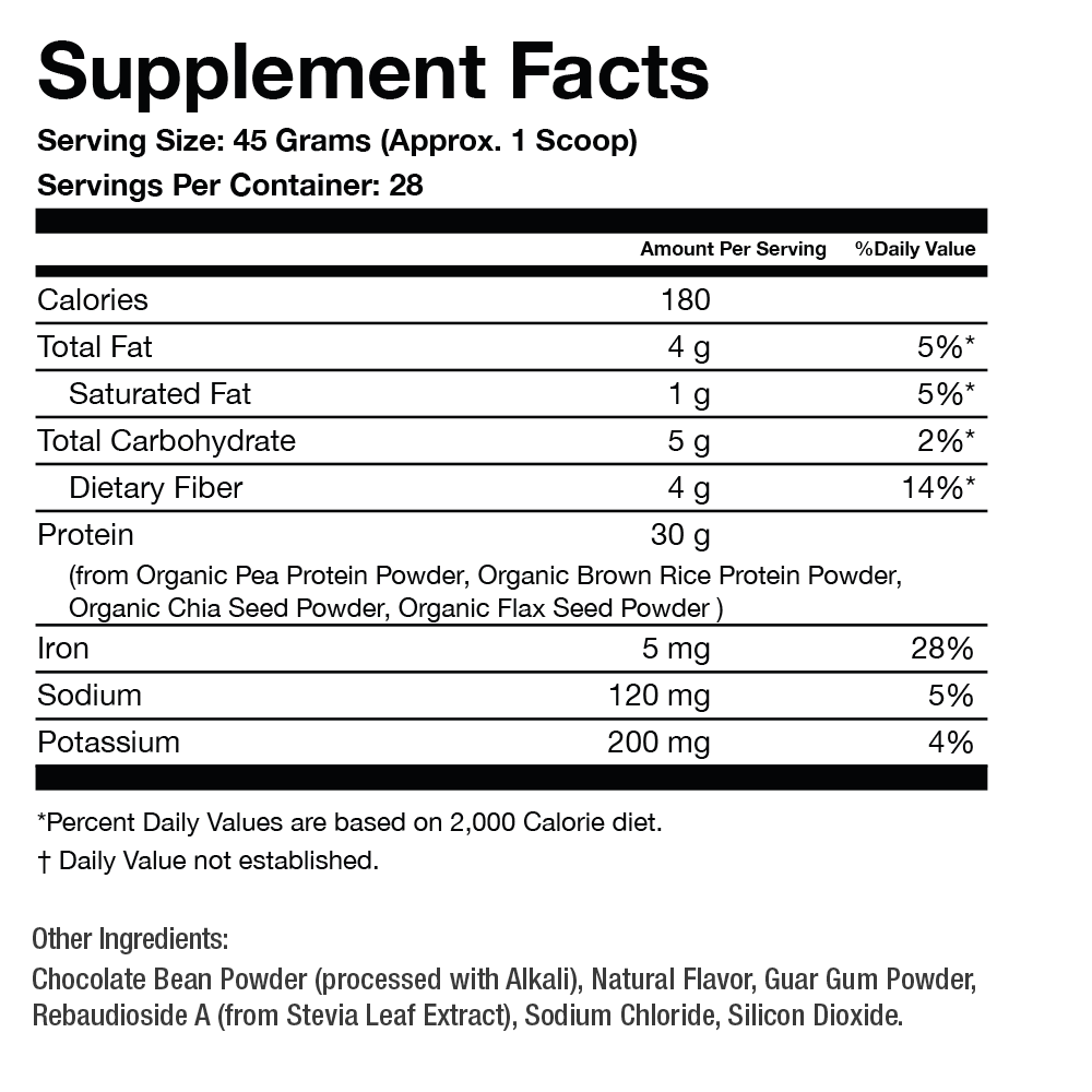 PRO-30G Vegan Protein | Rich Double Chocolate Supplement Facts